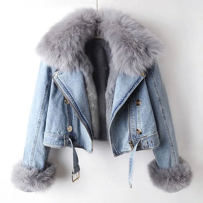 Lucia Denim Fur Jacket