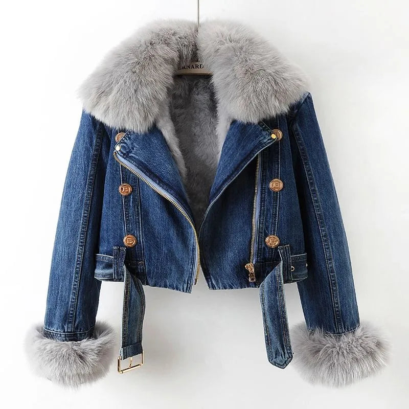 Lucia Denim Fur Jacket