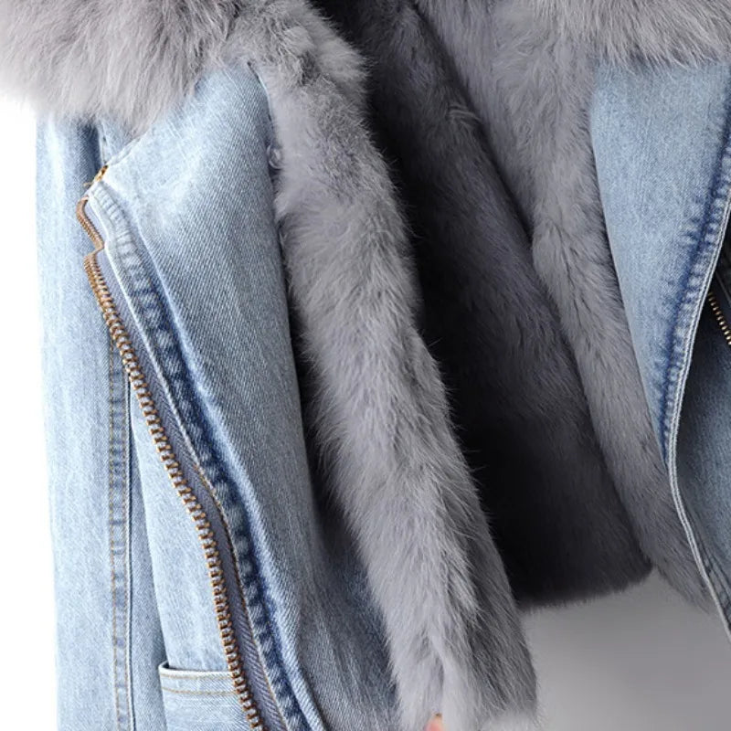 Lucia Denim Fur Jacket