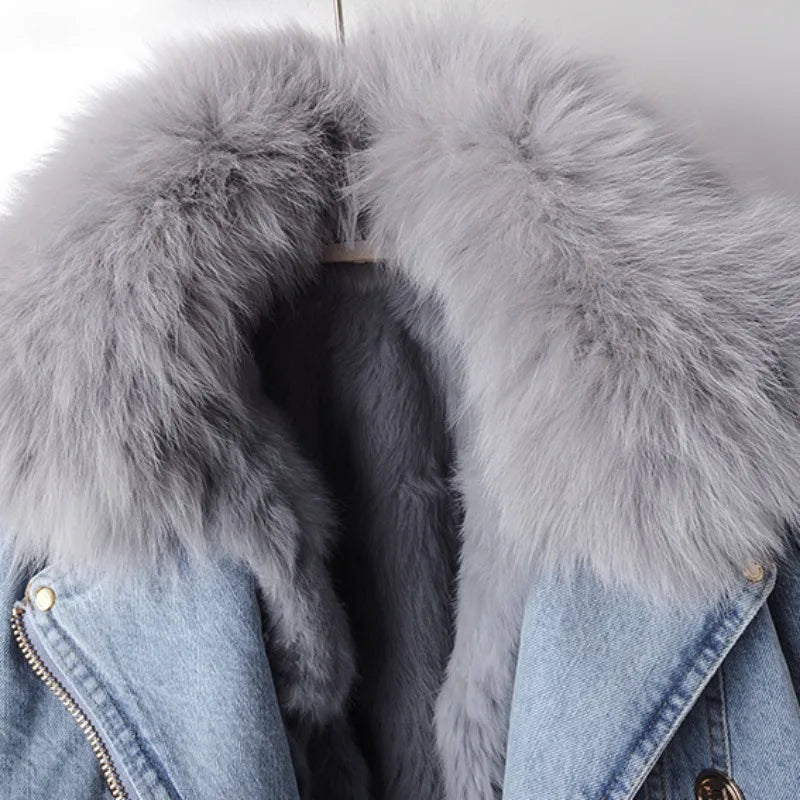 Lucia Denim Fur Jacket