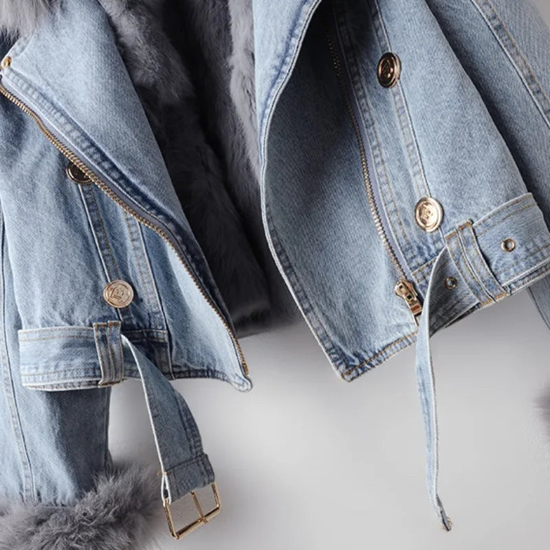 Lucia Denim Fur Jacket