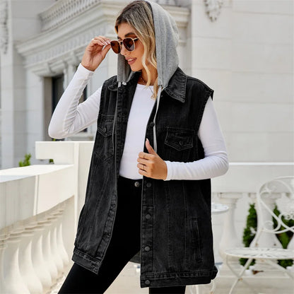 Evelyn Hooded Denim Vest