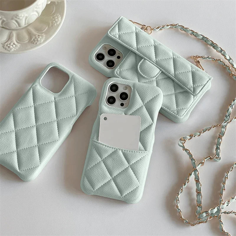 Bianca's Quilted Leather Phone Case & Lanyard