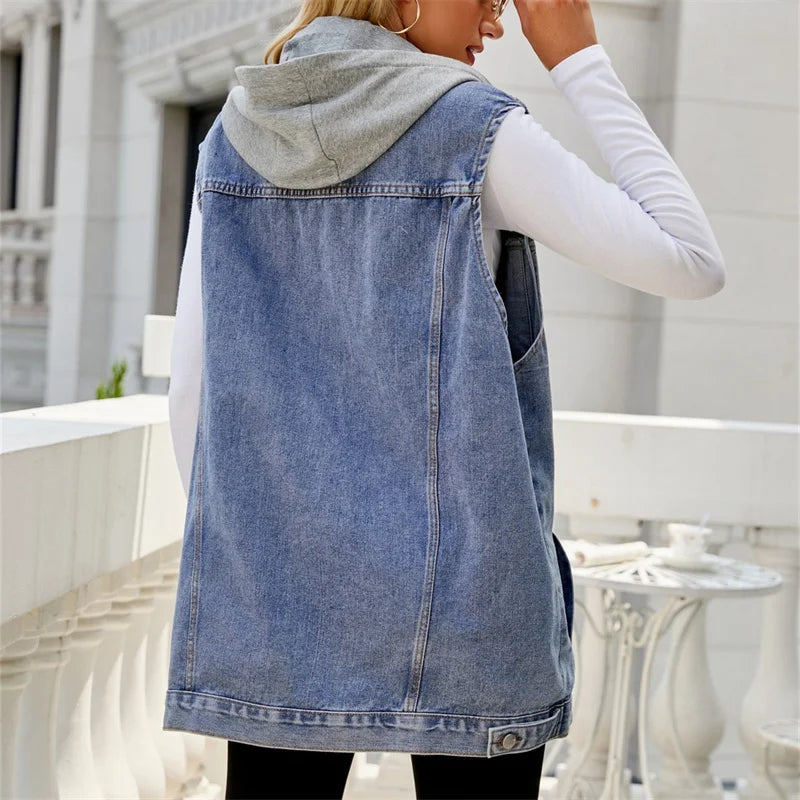 Evelyn Hooded Denim Vest